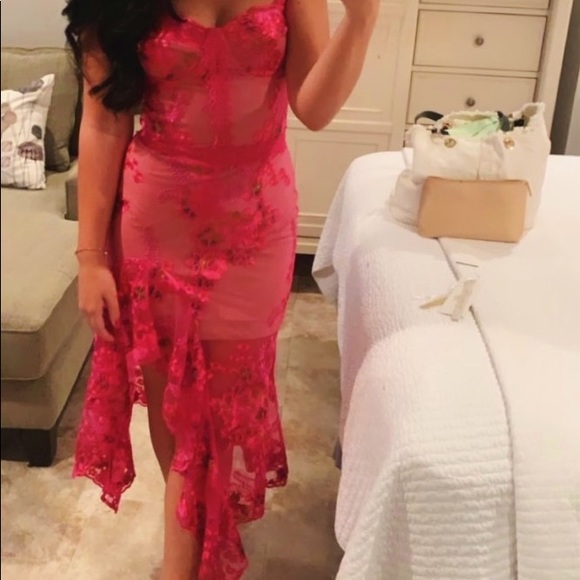 Bronx and Banco Eva midi Dress in Fuchsia - Picture 2 of 8